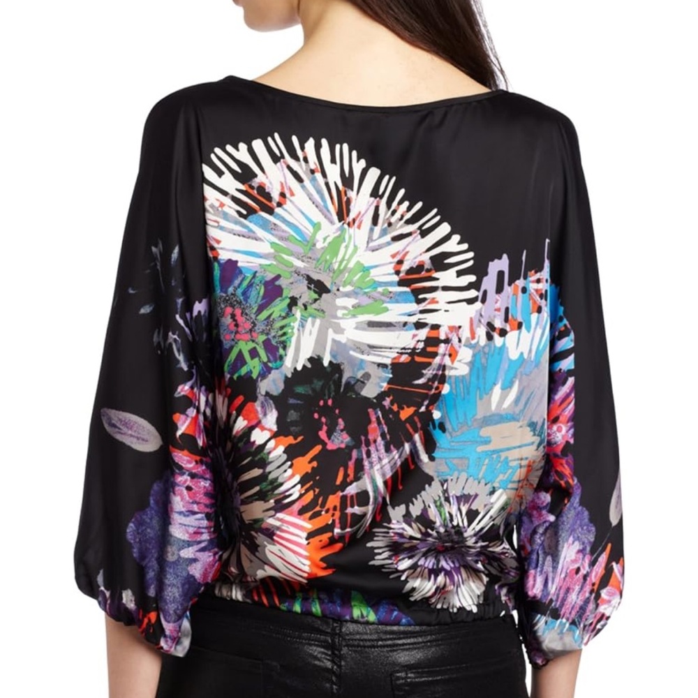 BCBGMAXAZRIA Women's Black Floral Top - Picture 2 of 7